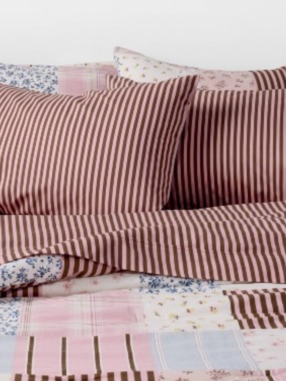 Full Percale Stripe Sheet Set Pink/Brown - The Hollister Collection at Target